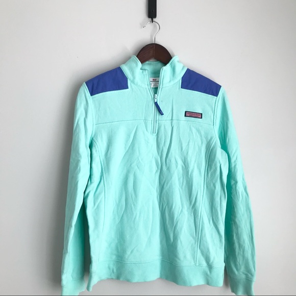 Vineyard Vines Tops - VINEYARD VINES Mint / Blue Half Zip Pullover Shirt